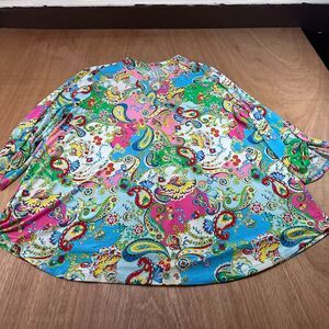 Dear Scarlett Lizzy Tunic Top Womens 2X Paisley Multicolor Roll Tab